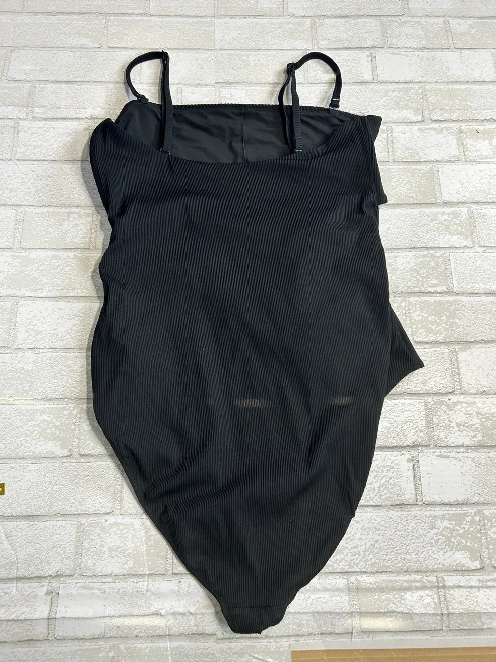 Aerie Ribbed Black One-Piece Swimsuit with Front Tie Size XXL Long